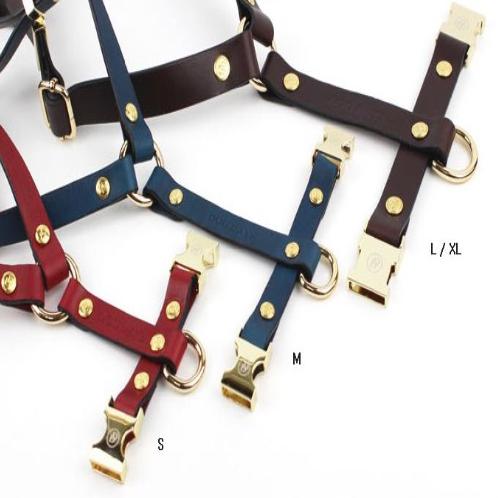 Retro leather gold harness(Red)