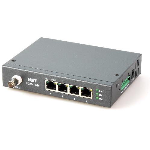 NCM-104P allows you to use the existing legacy coaxial cable to connect network cameras
