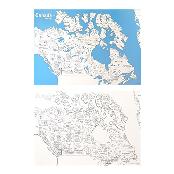 Dream Sky Nation-Map Decorative Coloring Painting DIY Paper Continent Map - Canada