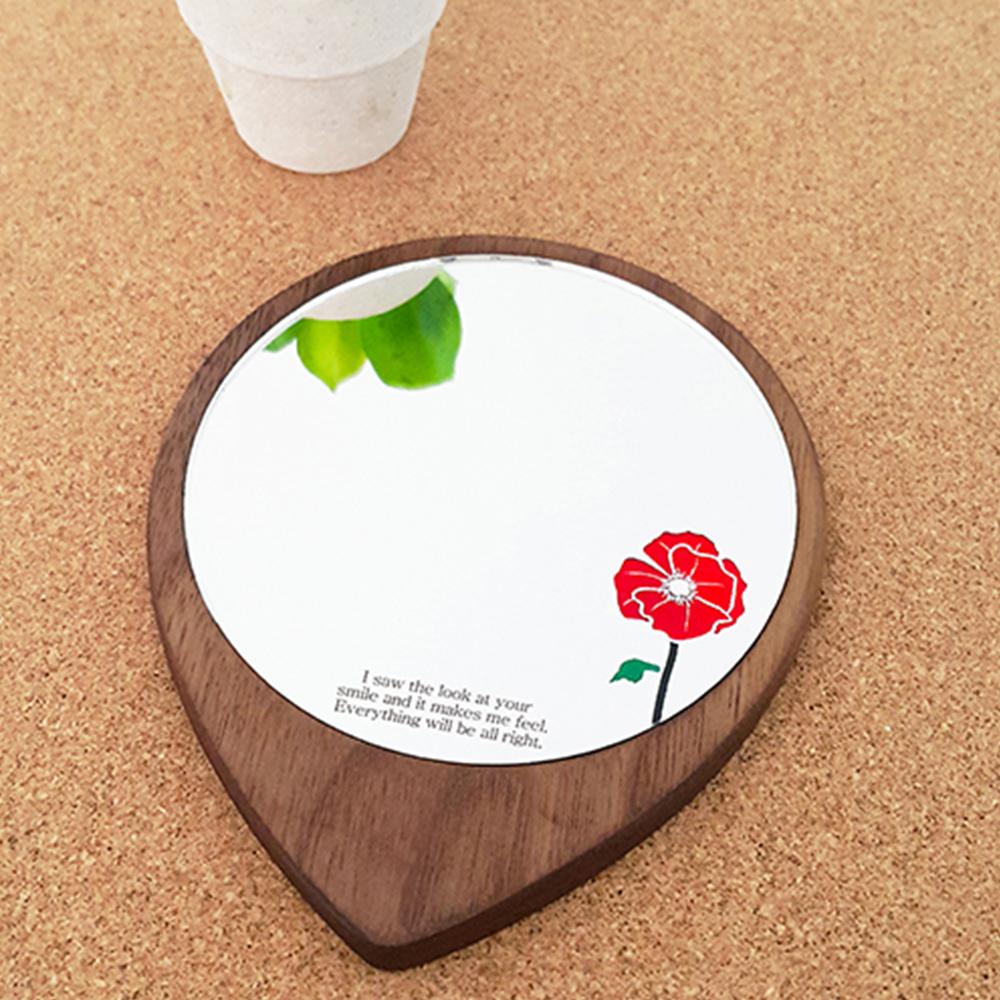 Peony blossom wooden hand mirror