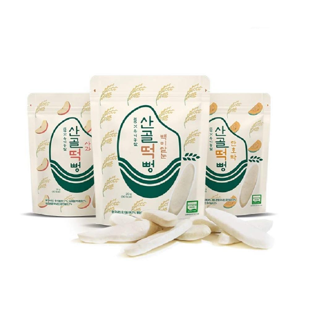 Ecomommeal 100% Organic Teether Korean Pop Rice Soft Nutritious Healthy Snack (3 Flavors, 0.7 oz X 5