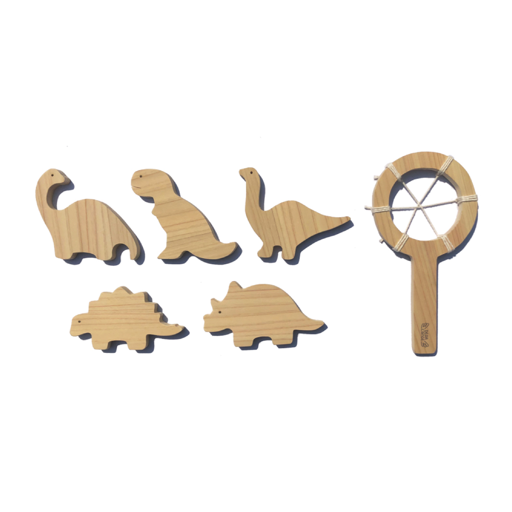 Korean Wooden Bath Toy Manufacturer, HINOKI WOODEN BATH TOYS - DINOSAUR SET