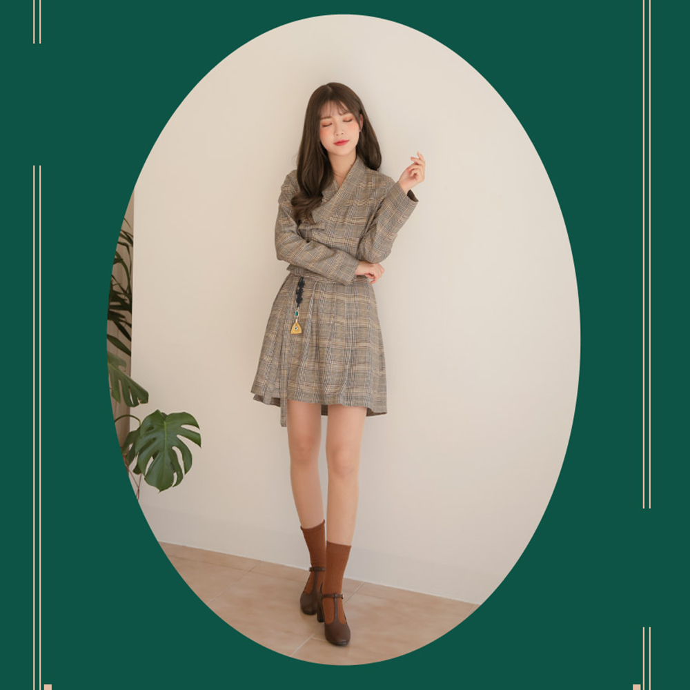 Korean traditional skirt (glen check)
