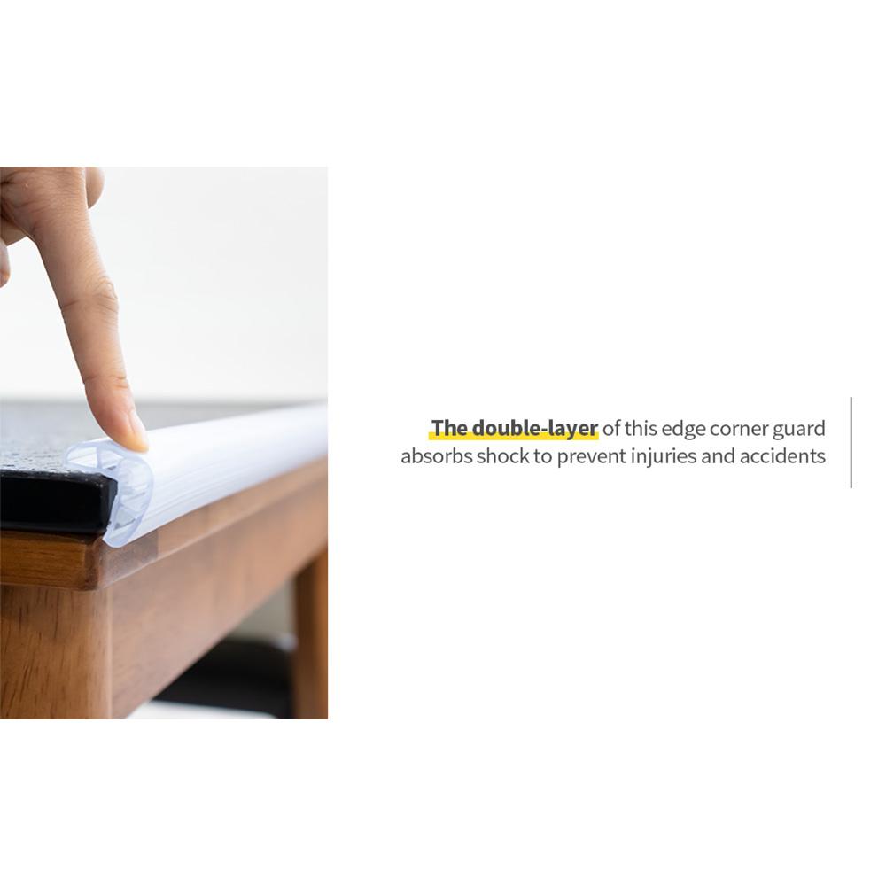 Edge Soft Bumper Strip (43”/1.1M 2Pcs Clear) Transparent  Furniture Corner Soft Bumper Guards