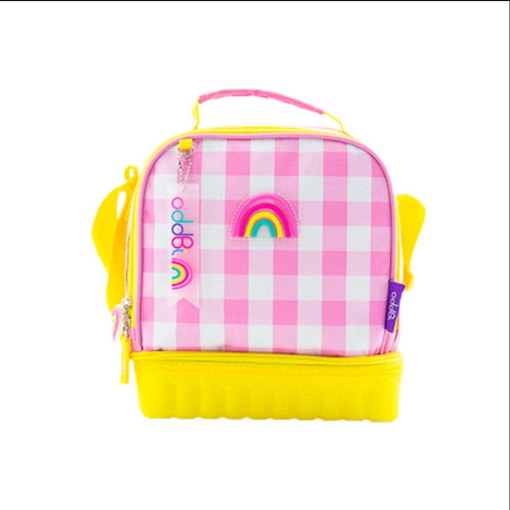 oddbi Happy Checkered 2-Tier Insulation Cooler Bag - pink