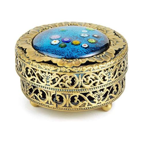 gjart Enameling Circled Jewelry Box, Light Pretty Glossy Gorgeous Flower Patterns Storage