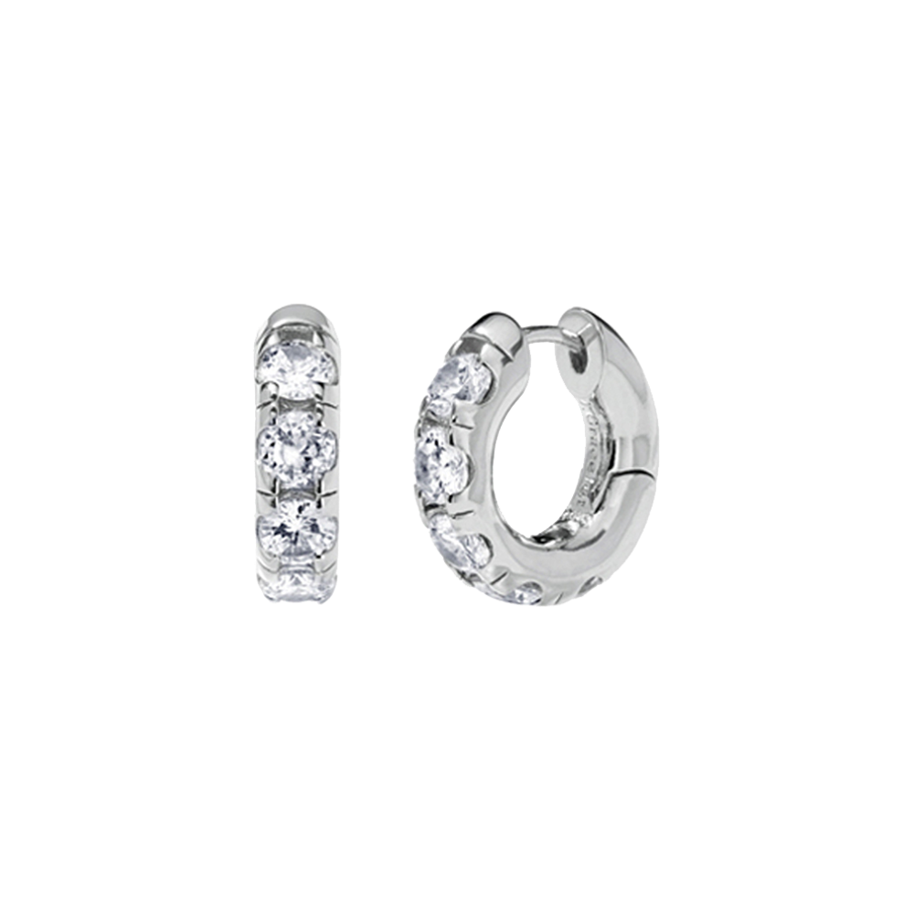 Round Volume White Earrings ( S925 )