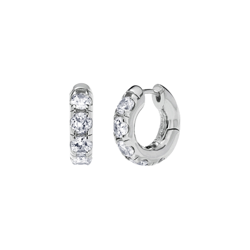 Round Volume White Earrings ( S925 )