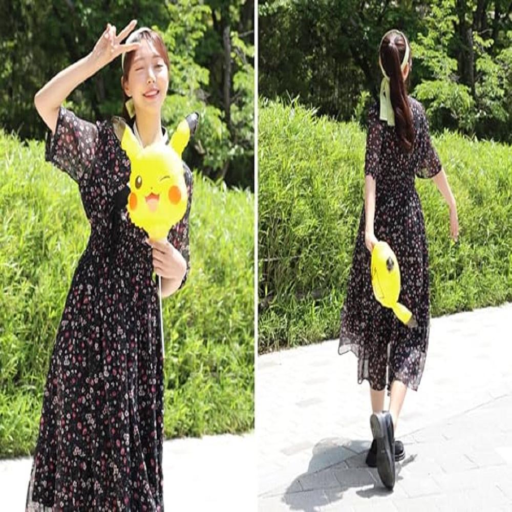LEESLE Ylang Summer Chiffon Short Sleeves Women Hanbok Long Dress