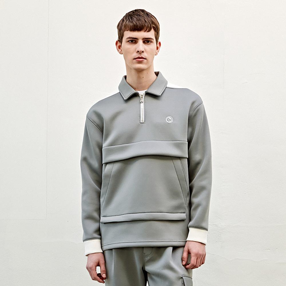 [CUSTOMUS] Luxury cushion fabric half zip-up sweat-shirt CFS23SKMT201