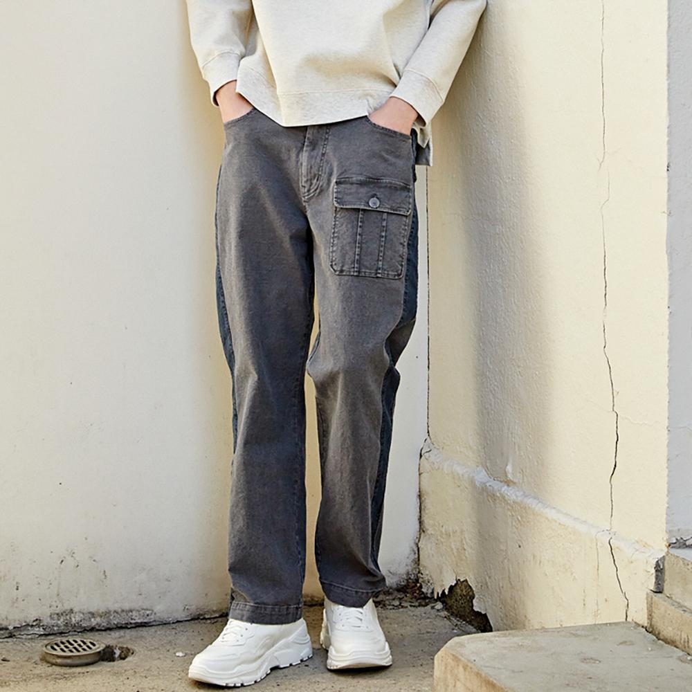 [CUSTOMUS] Side color effect solid pocket stone-washing strsight pants CXS23SWPT287