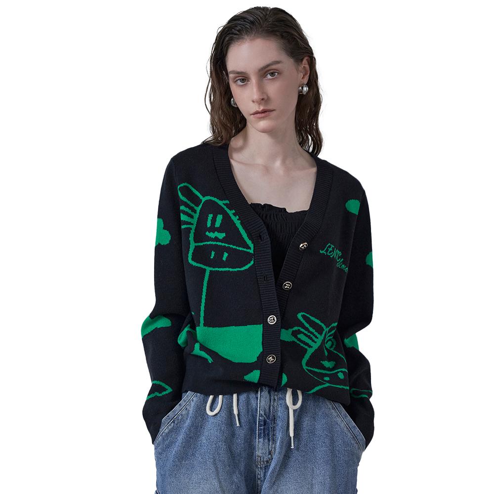 Giraffe Color-Block Point Cardigan